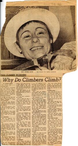 "This climber wonders - why do climbers clmb?"