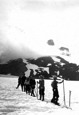 "On a glacier, looking towards "Castle Towers" 8,000 ft, 1916"