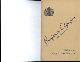 "Benjamin Edgington (Silver & Edgington LTD.) Tents and Camp Equipment"
