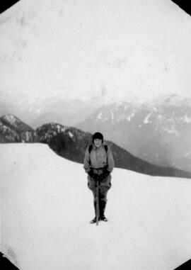 "Mt. Bishop Trip: Peggy East on the Peak, 1924"
