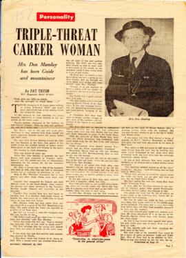 "Triple-Threat Career Woman - Mrs. Don Munday has been Guide and Mountaineer"