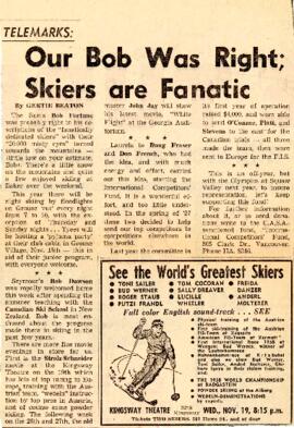 "Our Bob Was Right; Skiers Are Fanatic"