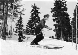 "Woman skiing, Mt. Seymour, 1950s"