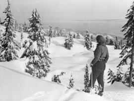 "Skiing above Mystery Lake - Seymour Park"