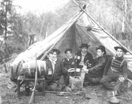 "Mountaineers in a tent, 1911"
