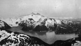 "Lake Garibaldi showing Mt. Garibaldi, Sphinx, Table, and Red in 1914"