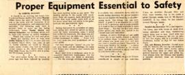 "Proper Equipment Essential to Safety"