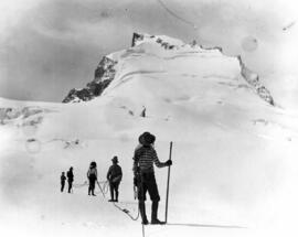 "The party roped up below the main peak of Mt. Garibaldi, 1907"