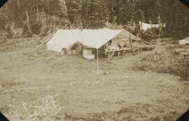 "B.C.M.C. Camp: Cook Tent and Dining Fly, Men's Tent in Background, 1924"