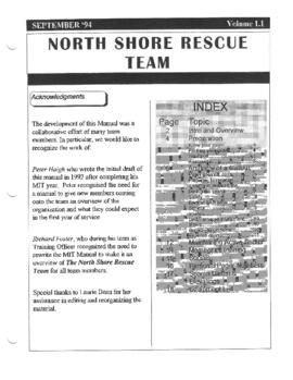 [North Shore Team Rescue Training Manual Pages]